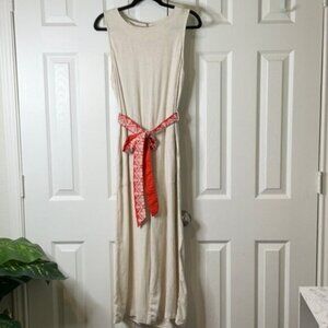 Monteau Los Angeles Women's Romper Linen Blend Pockets Weekend Preppy Size L